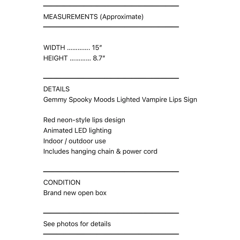 Gemmy Spooky Moods Vampire Lips Halloween Lighted Sign Battery Operated Decor 3D